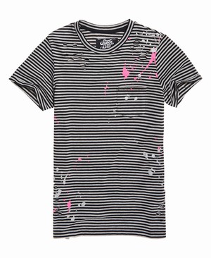 Superdry Madison Splatter Női Pólók Szürke/Fekete/Csíkok | QXYIW6487